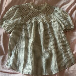 Mine Beige Lace Overlay Blouse